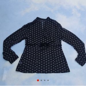 Apt 9. Chiffon Peasant Blouse Funky Reyro Blouse Purple Pattern Milklmaid Cut